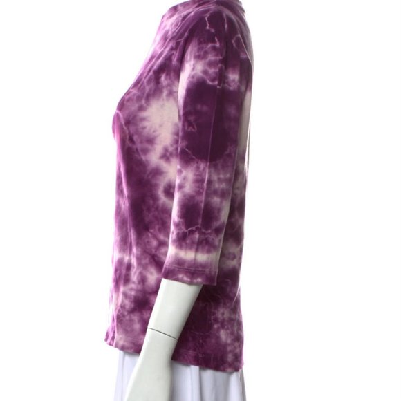Bianca Chandon Purple Tie-Dye Print Crew Neck 3/4 Length Sleeve Cotton - Picture 3 of 5